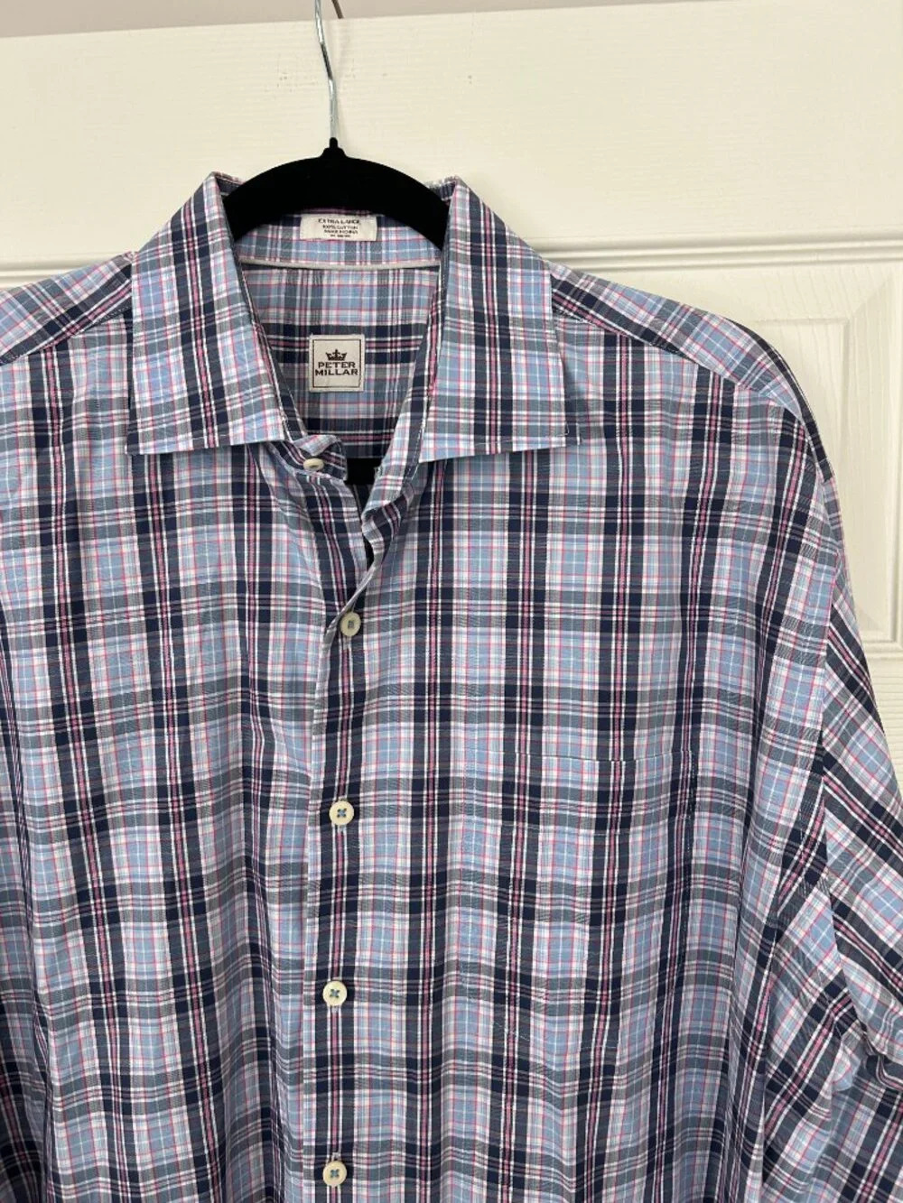 Peter Millar Shirt Mens XL Blue Plaid Long Sleeve Button Down Cotton - Picture 2 of 11